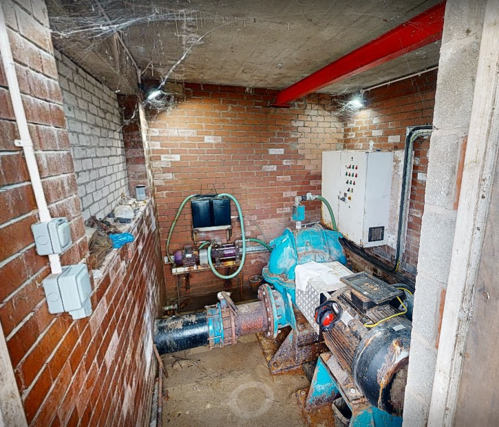 Pump equipment inside a Wyre County Council pump room